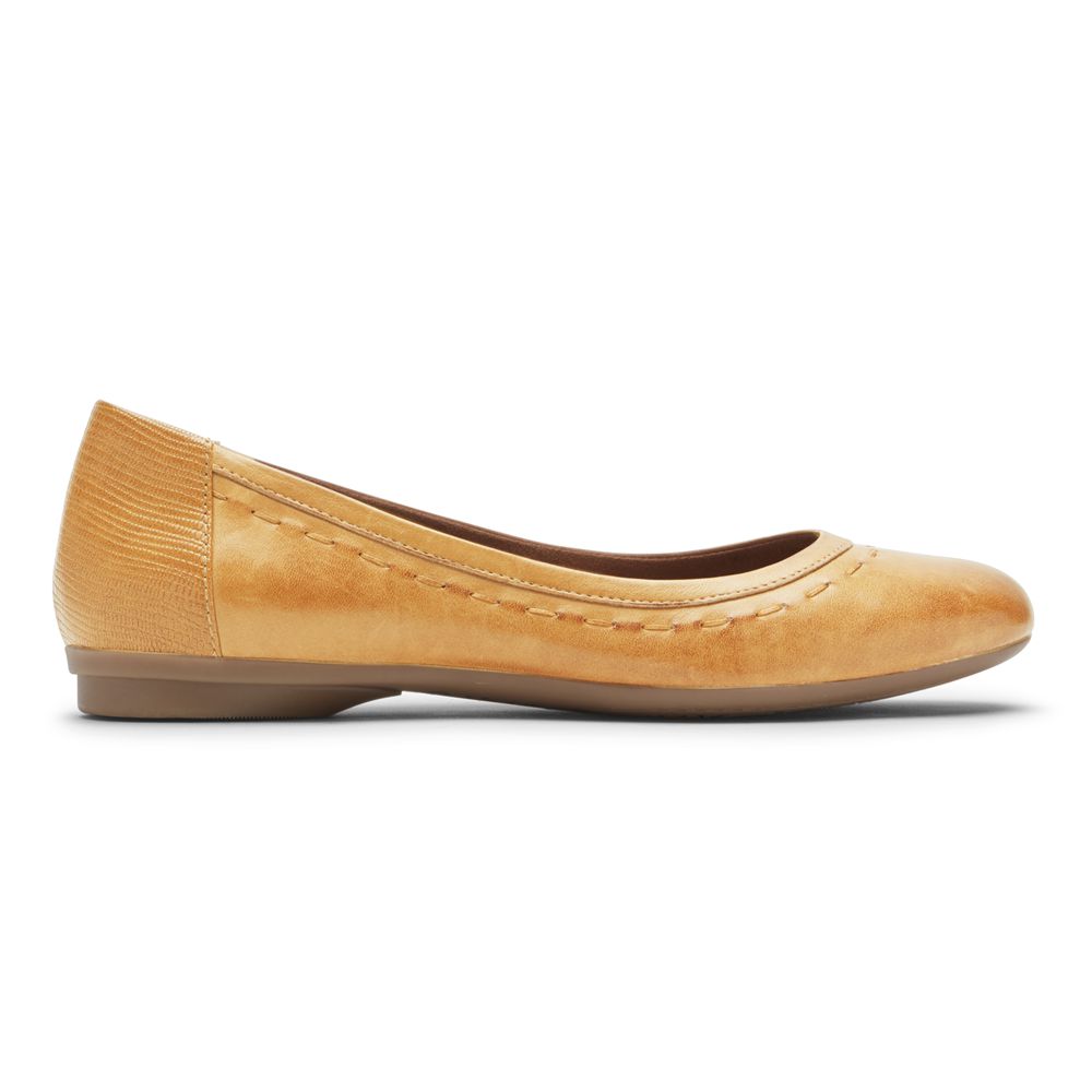 Rockport Women's Cobb Hill Maiika Flat Ballet - Yellow - USA (0743QRCXY)